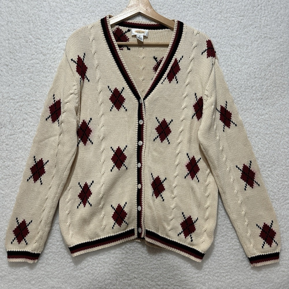 Vintage Talbots 100% Cotton Knit Cardigan Cottage Core Grandma 90s Y2K Size M